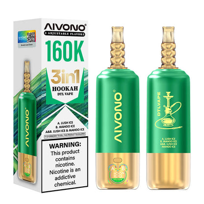 Aivono 160000 Puffs 3in1 Shisha DTL Disposable Vape